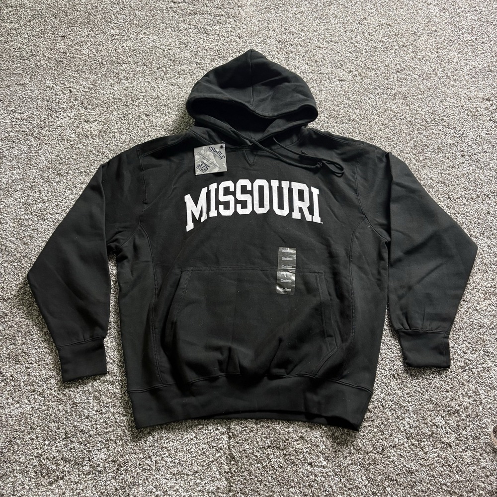 NEW University Of Missouri Tigers Crable 375 Heavyweight Fleece Hoodie Black Med
